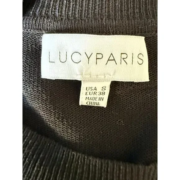 LUCY PARIS Black Top Sheer Mesh Sleeves Women’s Small - Picture 4 of 6